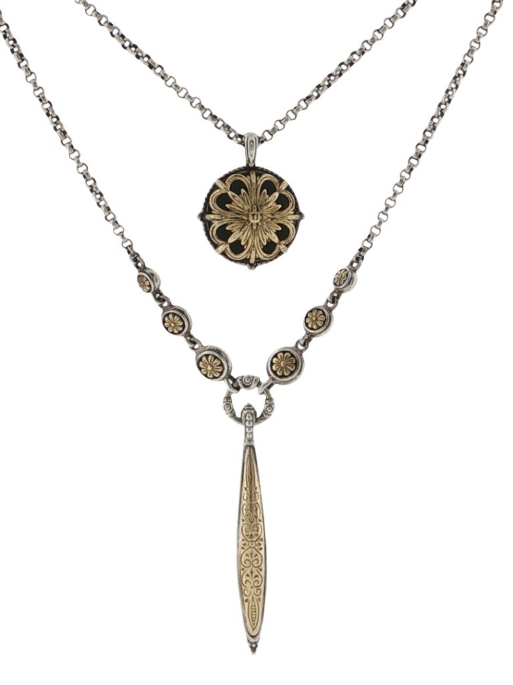 KONSTANTINO 925 Sterling Silver & 18K Gold Gaia Pendant Necklace Size 20"